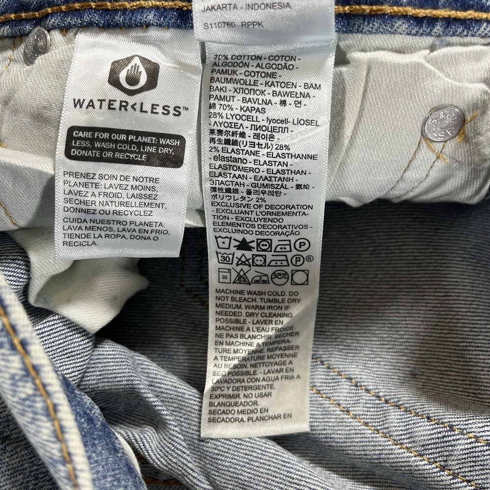 Levis 511 Slim Fit Distressed Blue Jeans Mens 30x32 True Fit 32x32 Light Wash - Picture 14 of 15